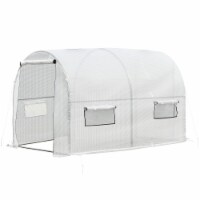 Large Outdoor Polytunnel Hot House / Nursery with 6 Roll-Up Windows, White