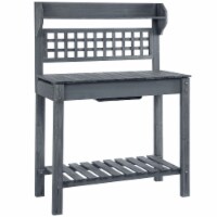 Wooden Outdoor Planning and Potting Bench with Sink Basin & Clapboard, Grey