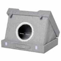 Cat House Foldable Kitten Condo Pet Bed w/ Soft Cushion Scratching Pad