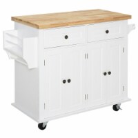 Rolling Kitchen Microwave Island with Flexible Storage Shelf Unit and Drawers