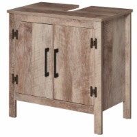 Restroom Standing Storage Unit Sink Insert with 2 Doors and Countertop, Barnwood