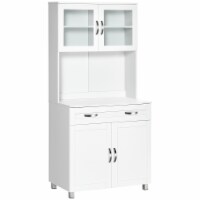 Freestanding Wooden Hutch for Kitchen Storage Space with Adjustable Shelves