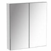 Wall-Mount Mirror Vanity Bathroom Stainless Steel w/Door Shelves, Silver 24 x26