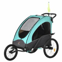 Child Bike Trailer 3 In1 Foldable Jogger 2-Seat Baby Stroller w/ Shock Absorber