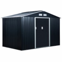 9'x6' Steel Outdoor Utility Storage Tool Shed Kit for Backyard Garden Dark Grey