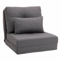 Foldable Floor Sofa Chair Seat w/ Adjustable Backrest & Pillow, Living Room Grey