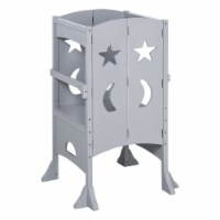 Indoor Bathroom Step Stool for Kids w/ Non-Slip Feet for Cooking/Cleaning, Grey