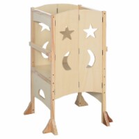 Indoor Bathroom Step Stool for Kids w/ Non-Slip Feet for Cook/Cleaning, Natural