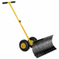 Rolling Snow Shovel Pusher Adjustable Snowplough 29  Blade w/ 10  Wheels