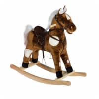 Qaba Children Rocking Plush Horse Ride on Toy Toddler Pony Rocker w/ Song