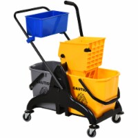 13.7Gallon/52L Mop Bucket Wringer Cart w/ Side Press Wringer, Wheels, Mop Holder
