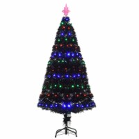 5' Pre-Lit Fiber Optic Artificial Christmas Holiday Tree w/180 LED Lights, Black