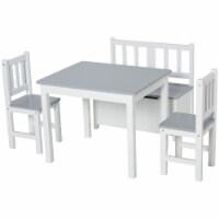 Kids Activity Table & Chair Set, Dining Art Craft Desk w/ Toy Storage, Grey