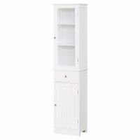 Organizer Restroom Tower Tall Pantry Tower with Multi-Tier Shelving, White