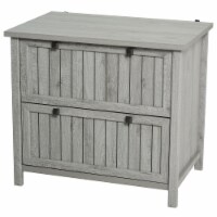 Retro Wood Double Drawer File Cabinet Storage Fits Letter/Legal Sizing, Grey