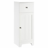 White Bathroom Storage Cabinet Unit with 1 Drawer, 1 Door and Adjustable Shelf
