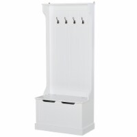 Hall Tree with Storage Cabinet Seat Coat Hanger Sturdy Simple White