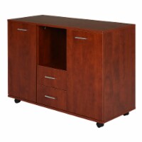 Office/Home File & Scanner Storage Cabinet w/ 2 Cabinets & Top Counter, Brown