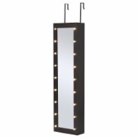 Mirrored Jewelry Cabinet Armoire Storage Organizer w/ 18 LED Lights Walnut