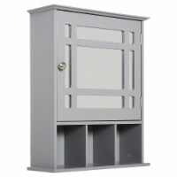 Wash Room Medicine Cabinet w/Multi-Unit Storage Shelves and Mirror, Grey