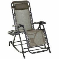 Zero Gravity Reclining Rocking Chair, Folding Lounge, Pillow, Cup Holder, Grey