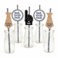 Big Dot of Happiness My Dad is Rad Paper Straw Decor Father's Day Party Striped Straws 24 Ct