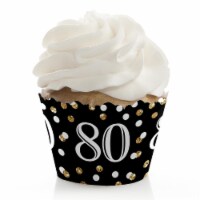 Big Dot of Happiness Adult 80th Birthday Gold - Birthday Party Decor - Cupcake Wrappers 12 Ct