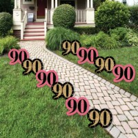 Big Dot of Happiness Chic 90th Birthday - Pink Black Gold Lawn Outdoor Party Yard Decor 10 Pc