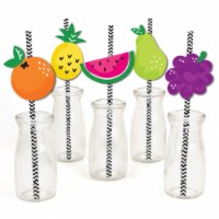 Big Dot of Happiness Tutti Fruity Paper Straw Decor Frutti Summer Party Striped Straws 24 Ct