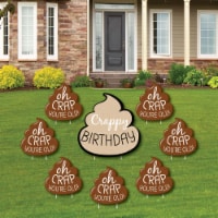 Big Dot of Happiness Oh Crap, You're Old - Funny Lawn Decor - Poop Birthday Yard Signs 8 Ct