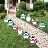 Big Dot of Happiness Holly Jolly Penguin - Penguin Lawn Decor Outdoor Party Yard Decor 10 Pc