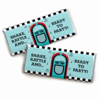 Big Dot of Happiness 50's Sock Hop - Candy Bar Wrapper 1950s Rock N Roll Party Favors - 24 Ct