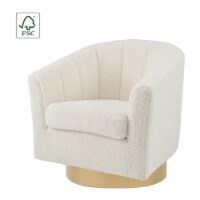 Natasha Faux Shearling Fabric w/ Gold Metal Swivel Accent Arm Chair