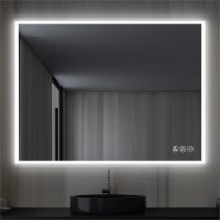 Blossom Beta 48  x 36  LED Mirror with Frosted Sides Silver Glass
