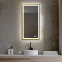 Blossom Stellar 18  Brush Gold Frame LED Glass Mirror with Antifog