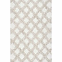 Nuloom Francene Diamond Trellis Shag Area Rug in Ivory Perspective: Main