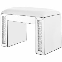 Elegant Decor Modern 26  Clear Crystal Mirrored Leather Vanity Stool