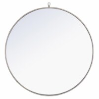 Elegant Decor Rowan 36  Round Metal Frame Hooked Mirror in Silver