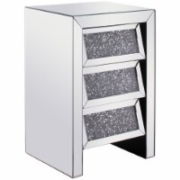 Elegant Decor Modern 3 Drawer 17.5  Royal Cut Crystal Mirrored Accent Nightstand