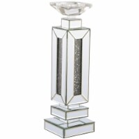 Elegant Decor Modern 17  Silver Royal Cut Crystal Mirrored Pillar Candleholder