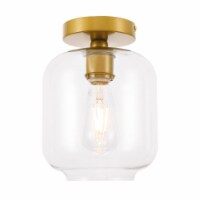 Living District LD2270BR Collier 1 Light Brass & Clear Glass Flush Mount
