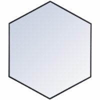 Elegant Decor Eternity 32  x 38  Hexagonal Metal Frame Mirror in Black
