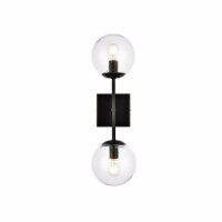 Neri 2 lights black and clear glass wall sconce