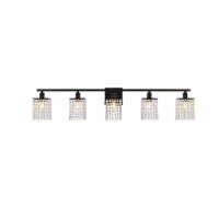 Phineas 5 lights bath sconce in black with clear crystals