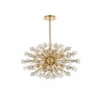 Vera 36 Inch Crystal Starburst Oval Pendant In Gold