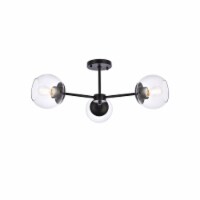 Living District LD648F26BK 26 in. Briggs Flush Mount with Clear Shade in Black