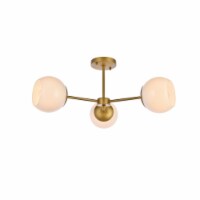 Living District LD649F26BR 26 in. Briggs Flush Mount with White Shade in Brass