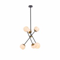 Axl 24 Inch Pendant In Black And Brass With White Shade