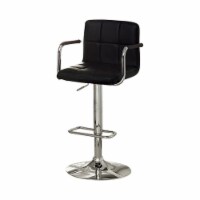 Leatherette Metal Frame Swivel Bar Chair in Black and Chrome