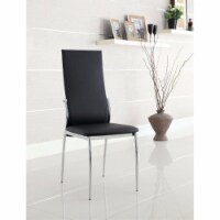 Benjara Kalawao 17.25  Contemporary Leather Side Chair in Black (Set of 2)